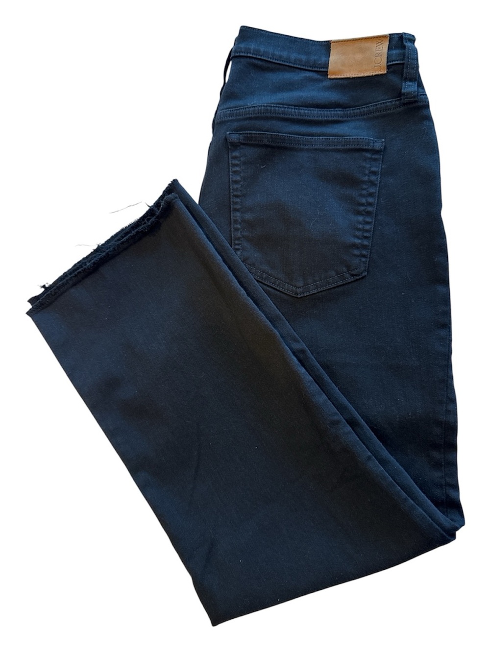 J Crew 9” Demi Boot Crop Black Skinny Jeans with Raw Hem Style #BK647